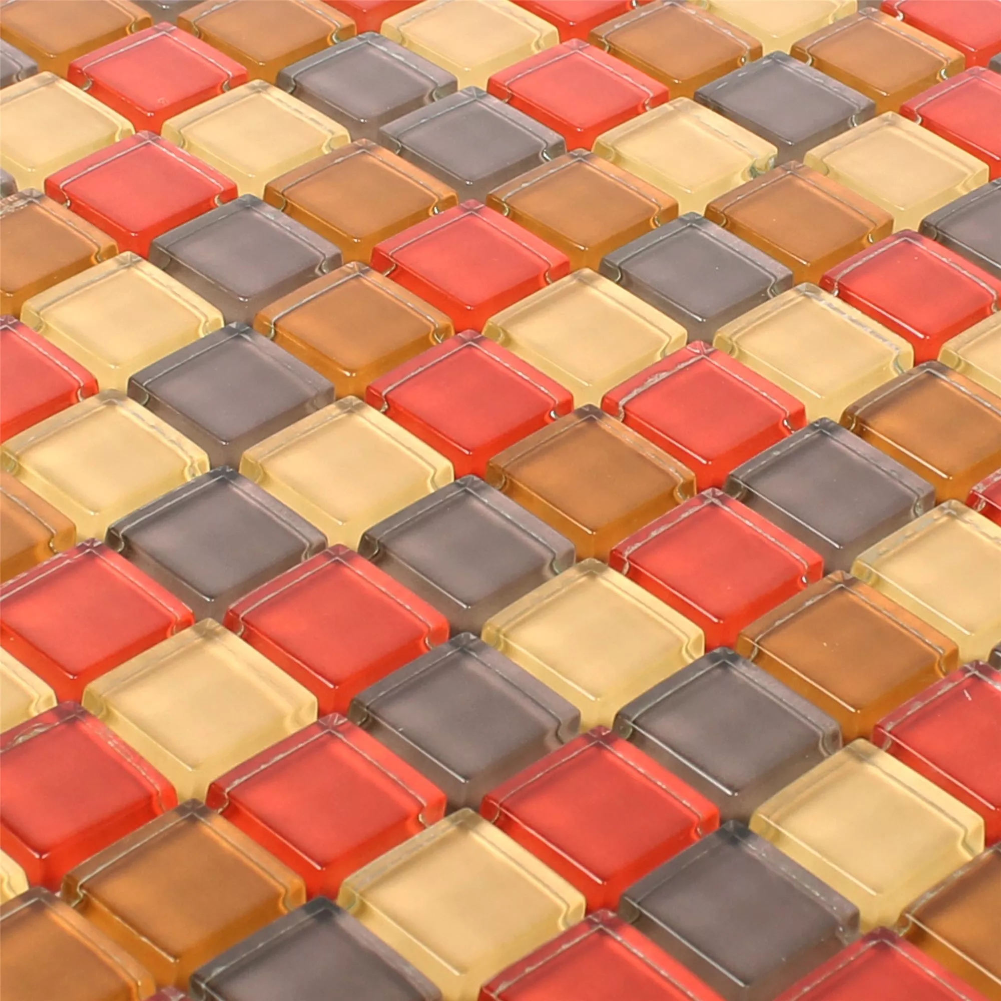 Mosaic Tiles Glass 23x23x8mm Red Mix