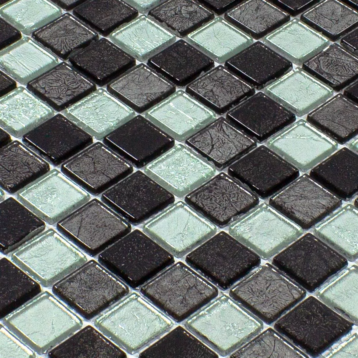 Mosaic Tiles Glass Bonnie Crystal Structure Black Silver Grey