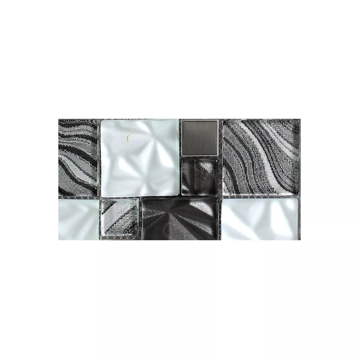 Échantillon Verre Métal Acier Inoxydable Mosaïque Carrelage Zadar Gris Noir