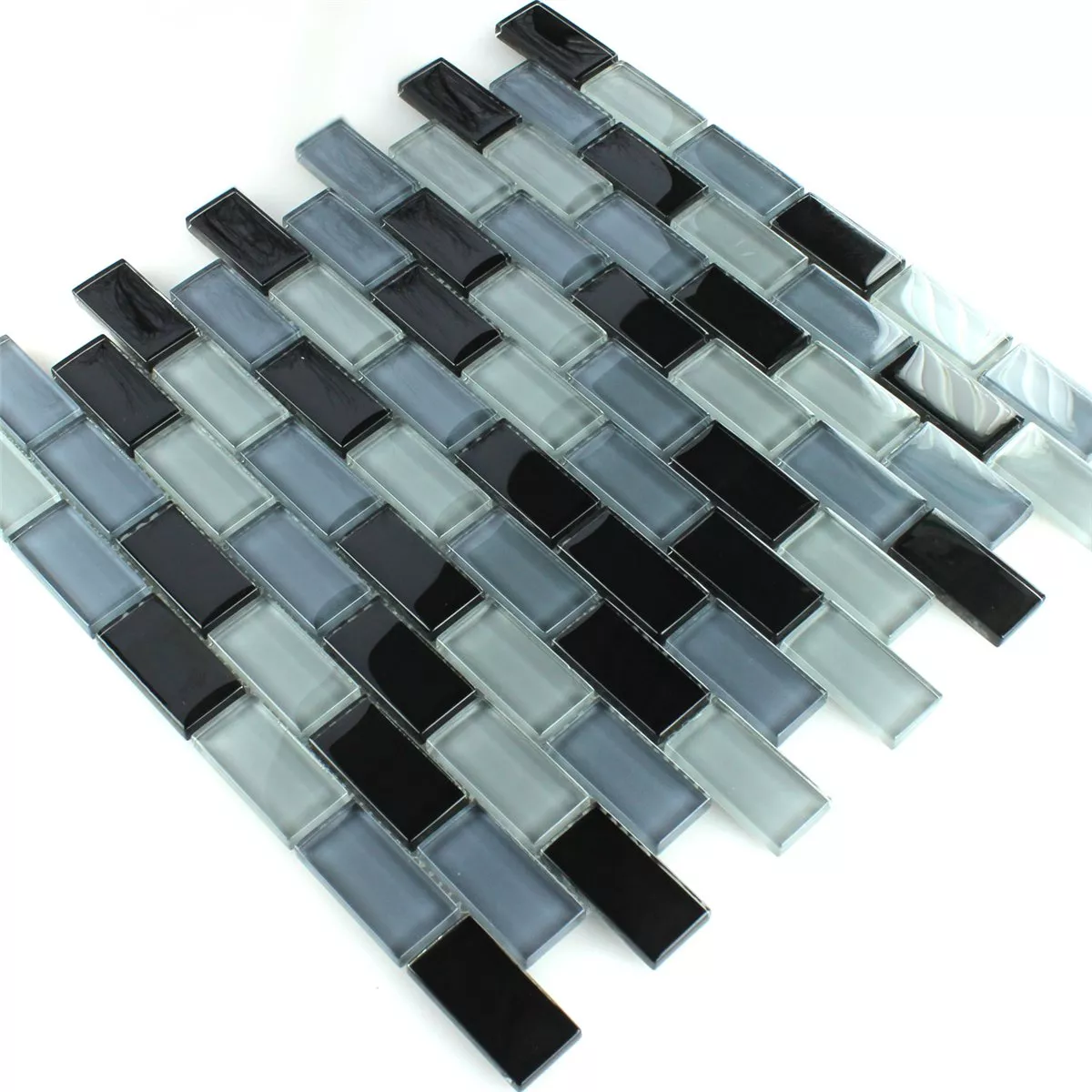 Sample Mozaïektegel Glas Kristal Brick Zwart