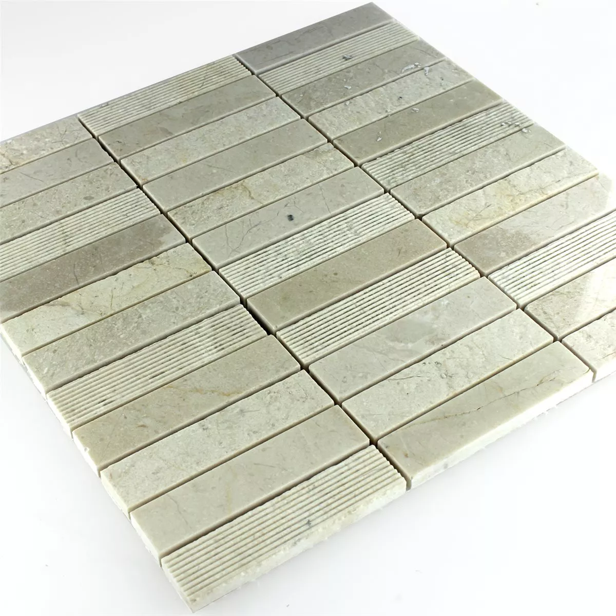 Sample Mosaic Tiles Marble Sticks Milled Polished Beige