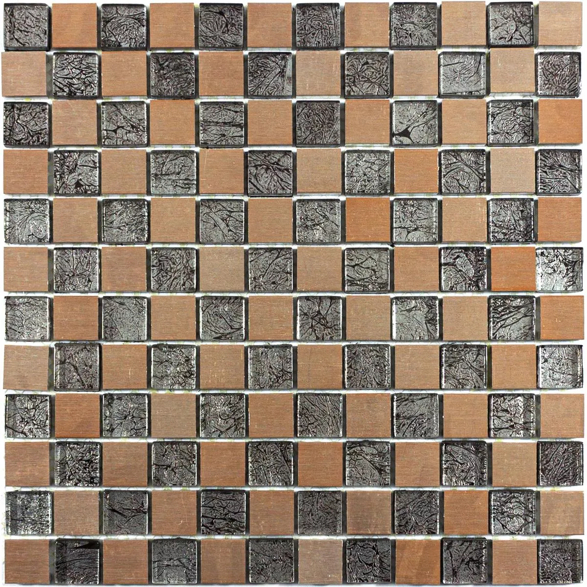 Glass Aluminium Mosaic Tiles Eldorien Copper-Grey