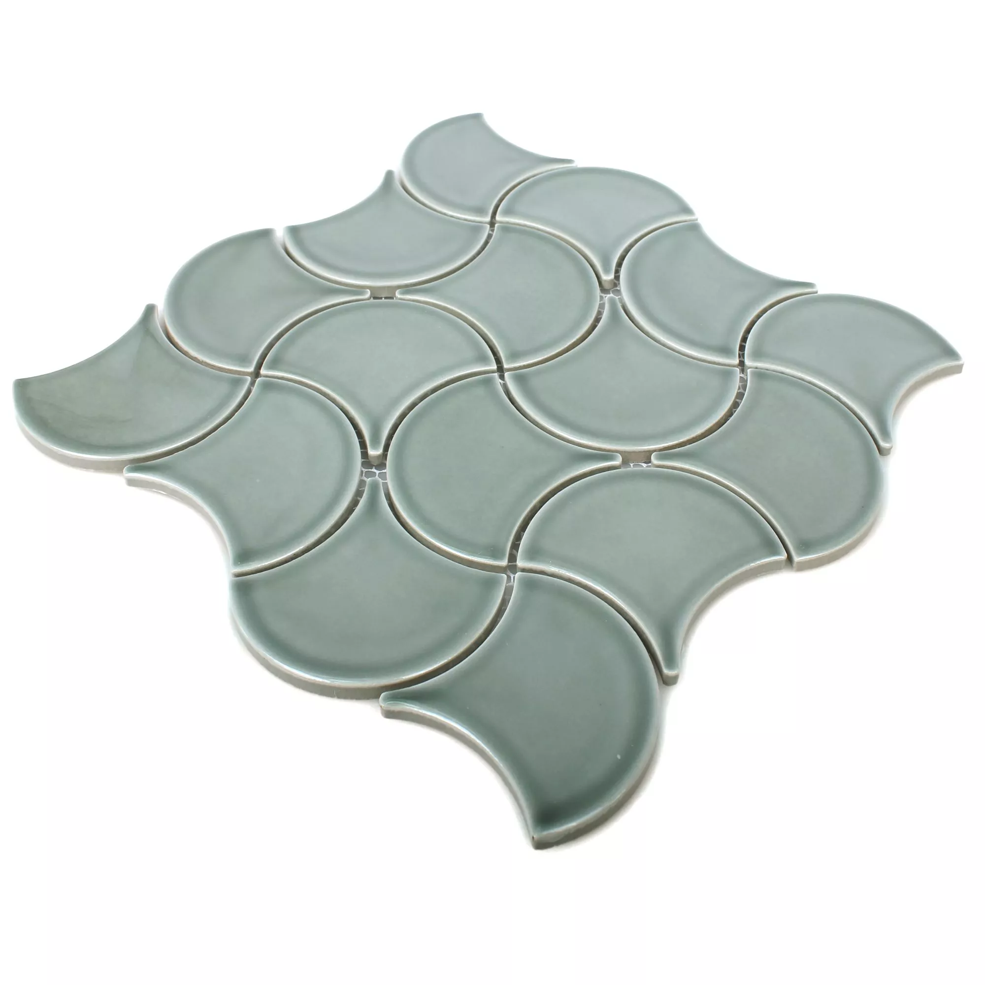Vzorek Keramika Mozaiková Dlaždice Toledo Vlna Zelená