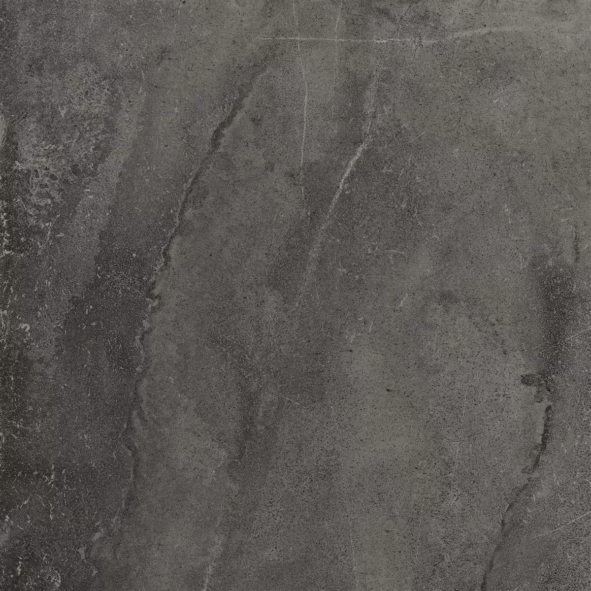 Kuvio Lattialaatat Detmold Luonnonkiven Ulkonäkö 60x60cm Antrasiitti