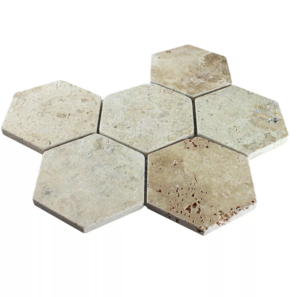 Travertine Natural Stone Mosaic Tiles Mercado Hexagon Beige