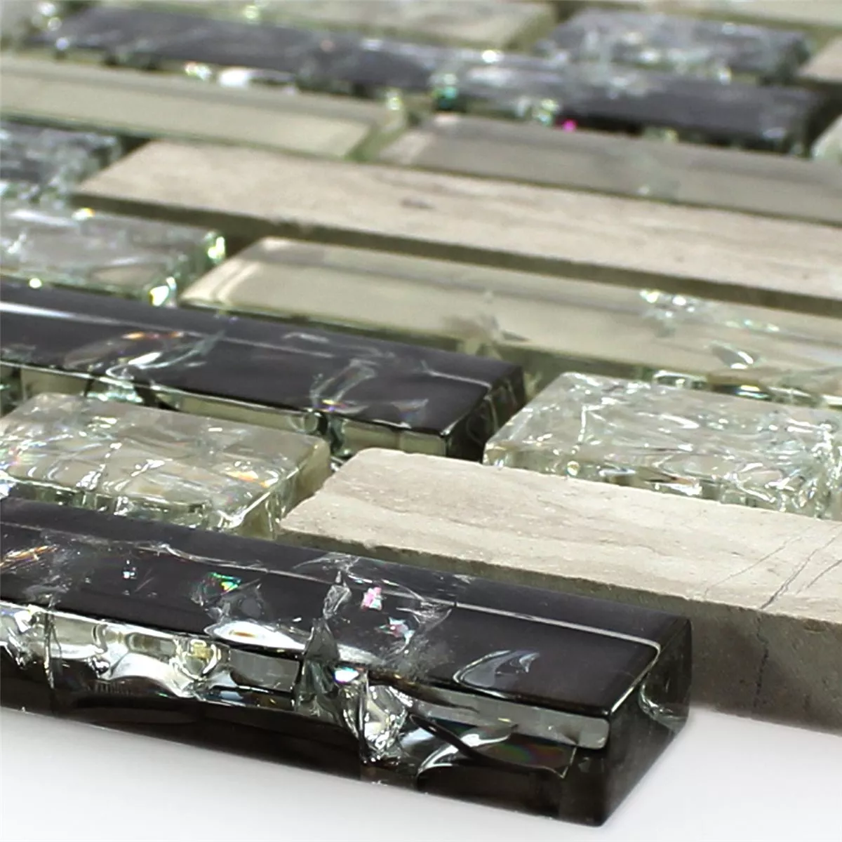 Sample Mosaic Tiles Glass Natural Stone SmoothBroken Green Grey