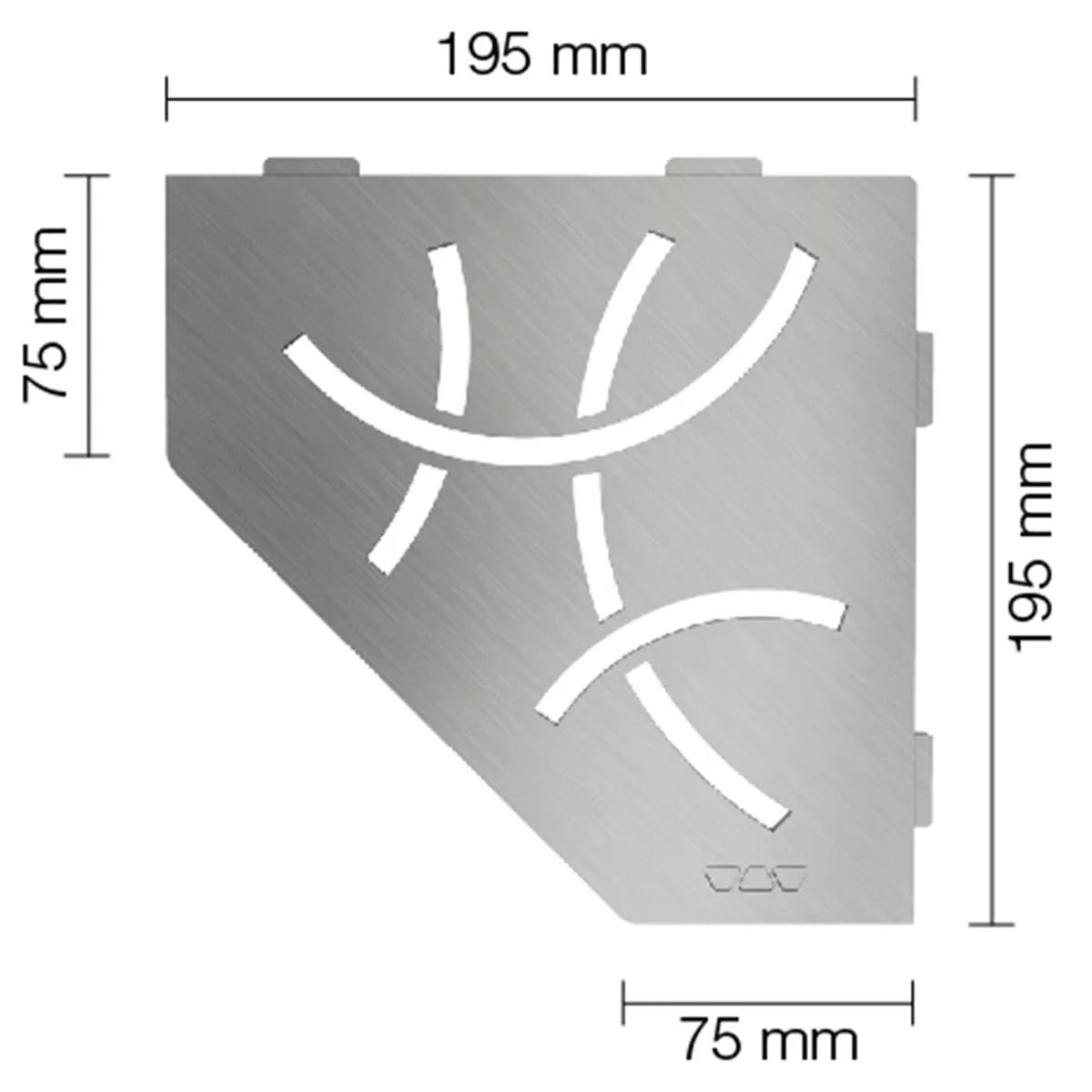 Prateleira de parede para chuveiro Schlüter 5eck 19,5x19,5cm Curva aço inoxidável