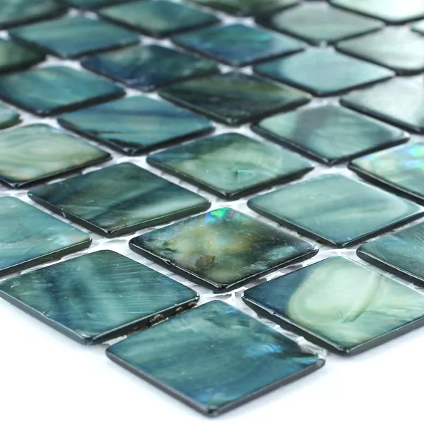 Azulejo Mosaico Vidro Efeito Madrepérola 25x25x2mm Verde