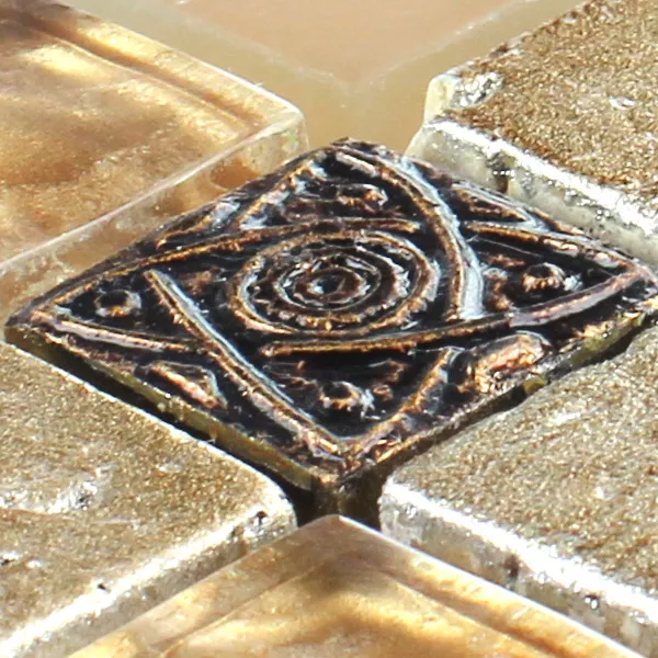 Skleněná Mozaika Dlaždice Z Přírodního Kamene Kobold Hnědá Béžová Zlatá