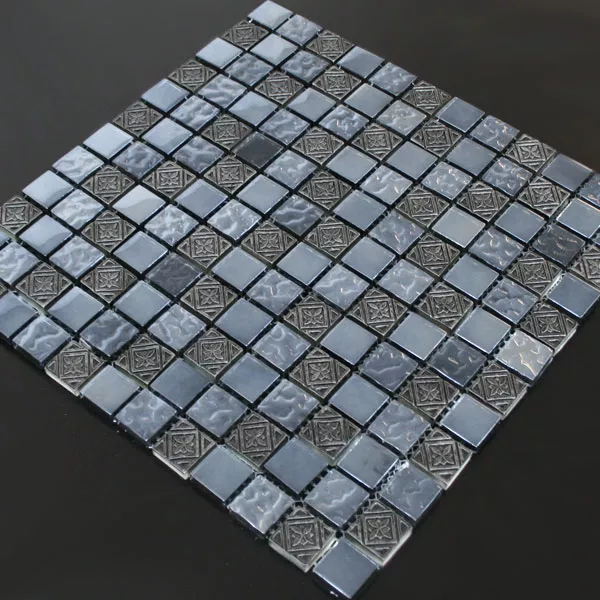 Glass Marble Effect Mosaic Tiles Silver Sail