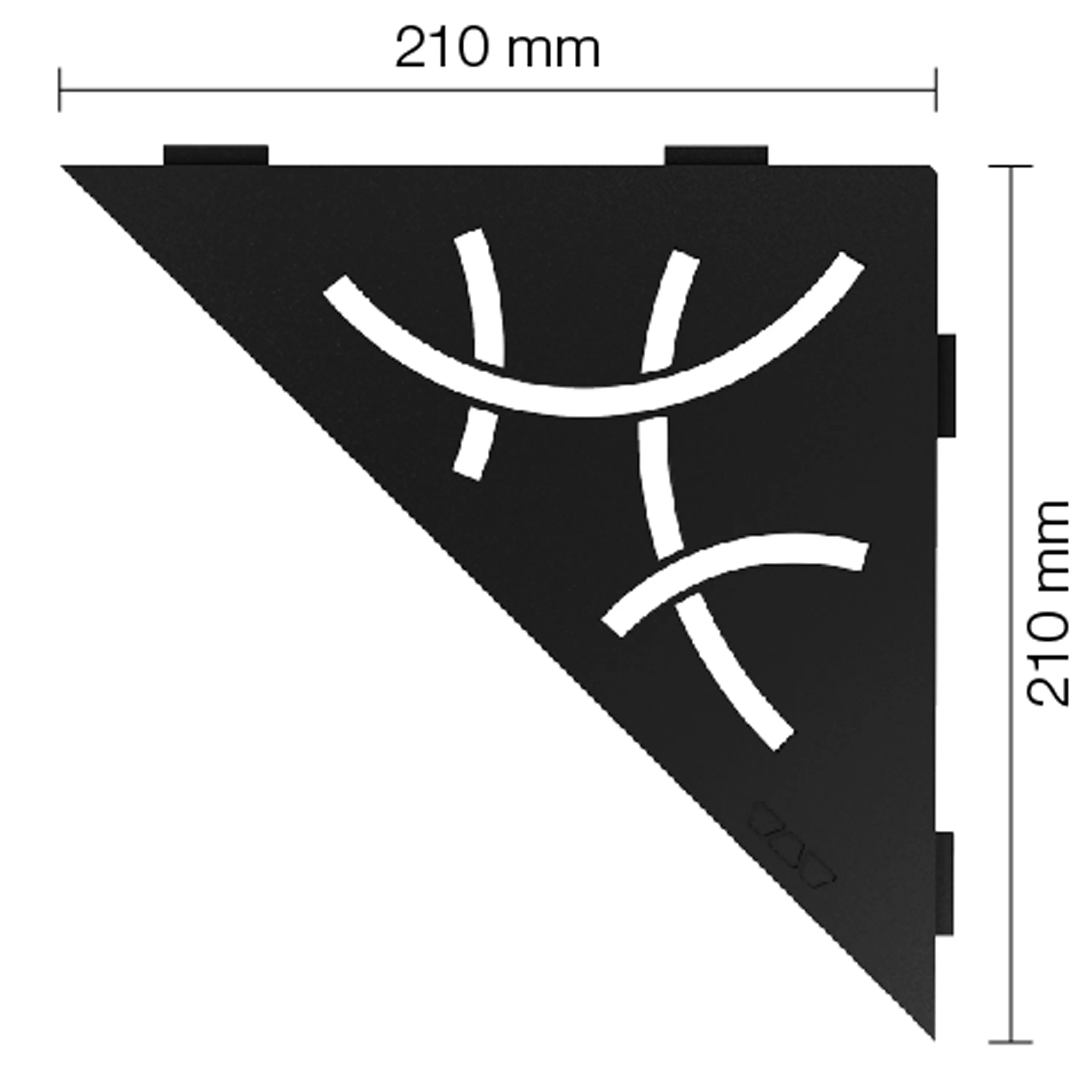 Schlüter стенен рафт триъгълник 21x21cm Curve графитено черен мат