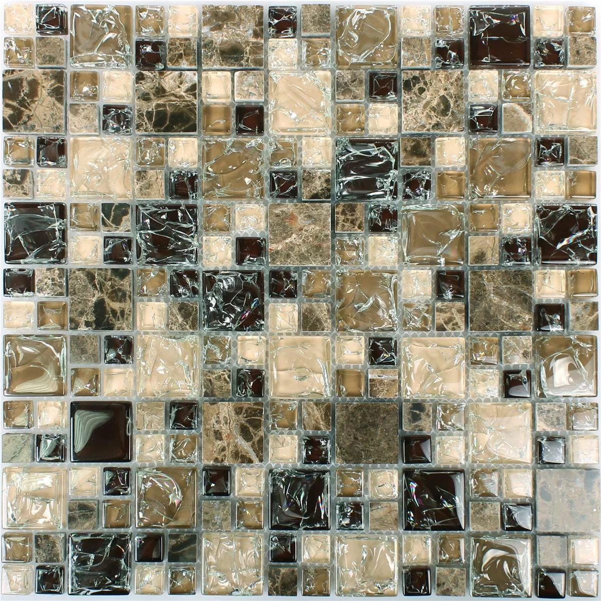 Mønster fra Mosaikkfliser Glass Naturstein Malawi Dark Emperador ix