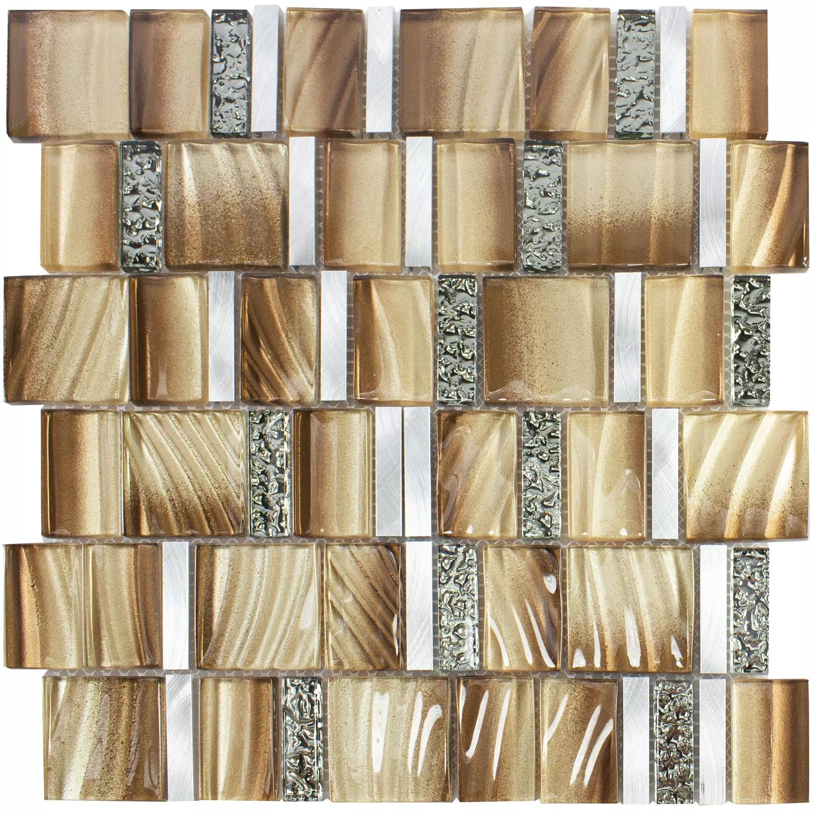 Mønster fra Glass Metall Mosaikkfliser Union Brun Sølv