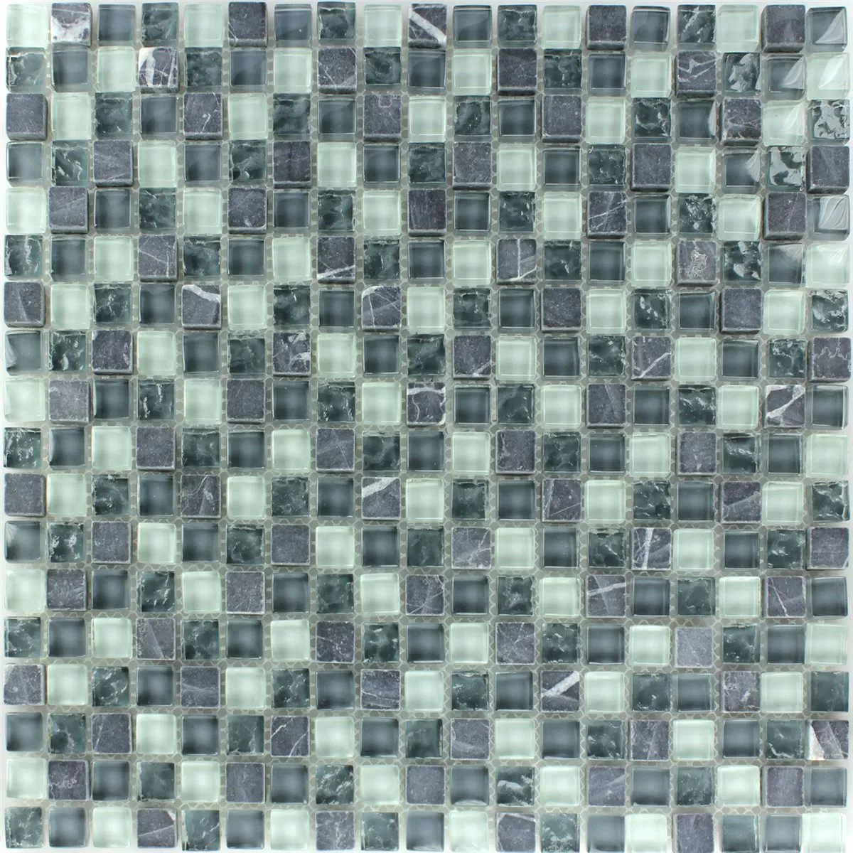Mosaikfliesen Glas Marmor Grau Mix