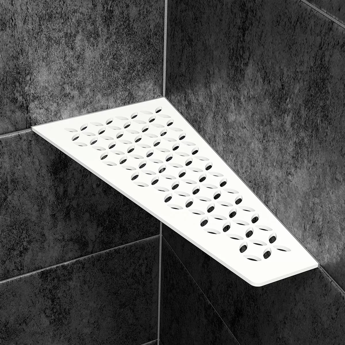 Fali polc zuhanypolc Schlüter négyzet 15,4x29,5cm virágos fehér