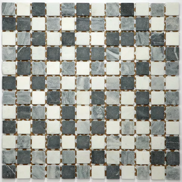 Mosaik Marmor Svart Mix 23x23x8mm