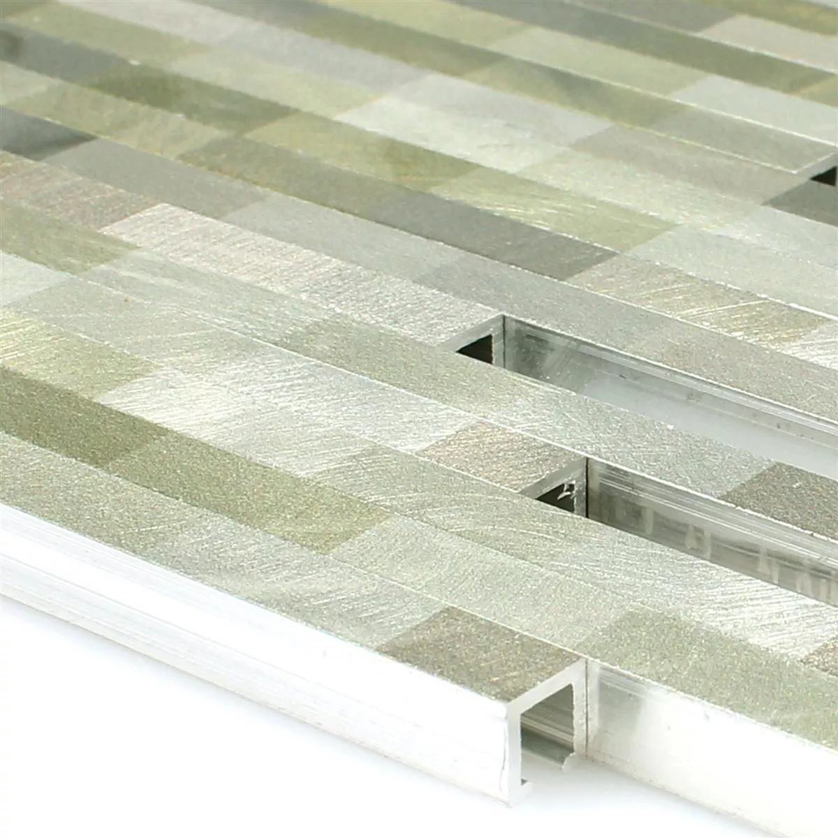Sample Mosaic Tiles Aluminium Wishbone Green Silver