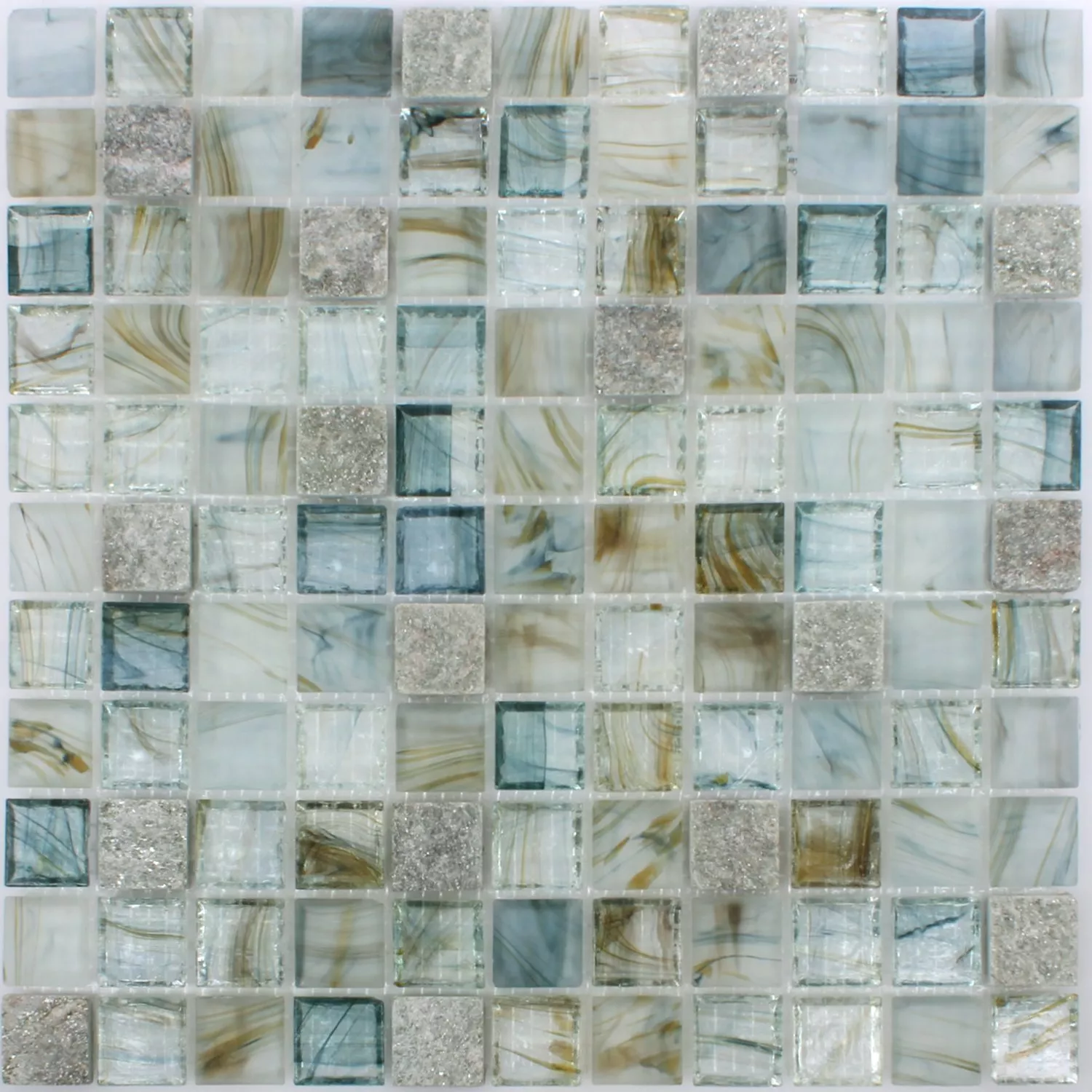 Glass Natural Stone Mosaic Daily Rush Cream Grey