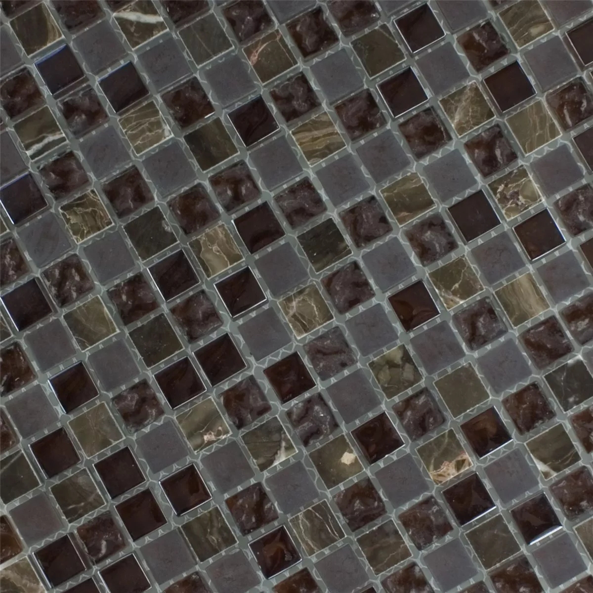 Mozaika Szkło Marmur Mix Sintra Brązowy 15x15x8mm
