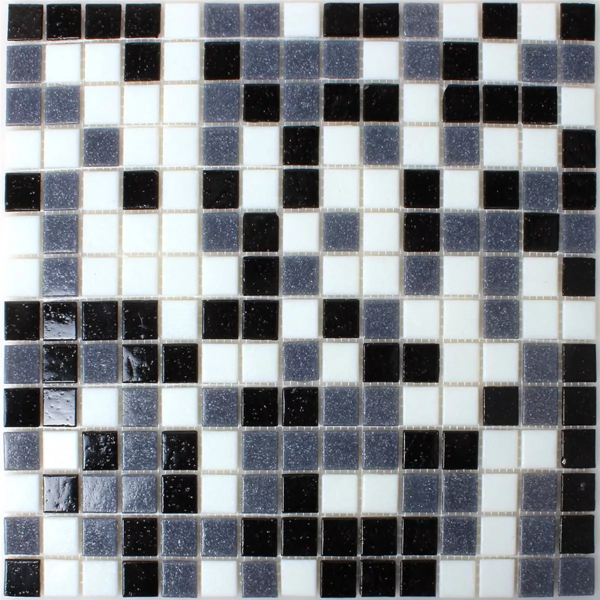 Prøve Mosaik Fliser Glas Hvid Gra Sort Mix