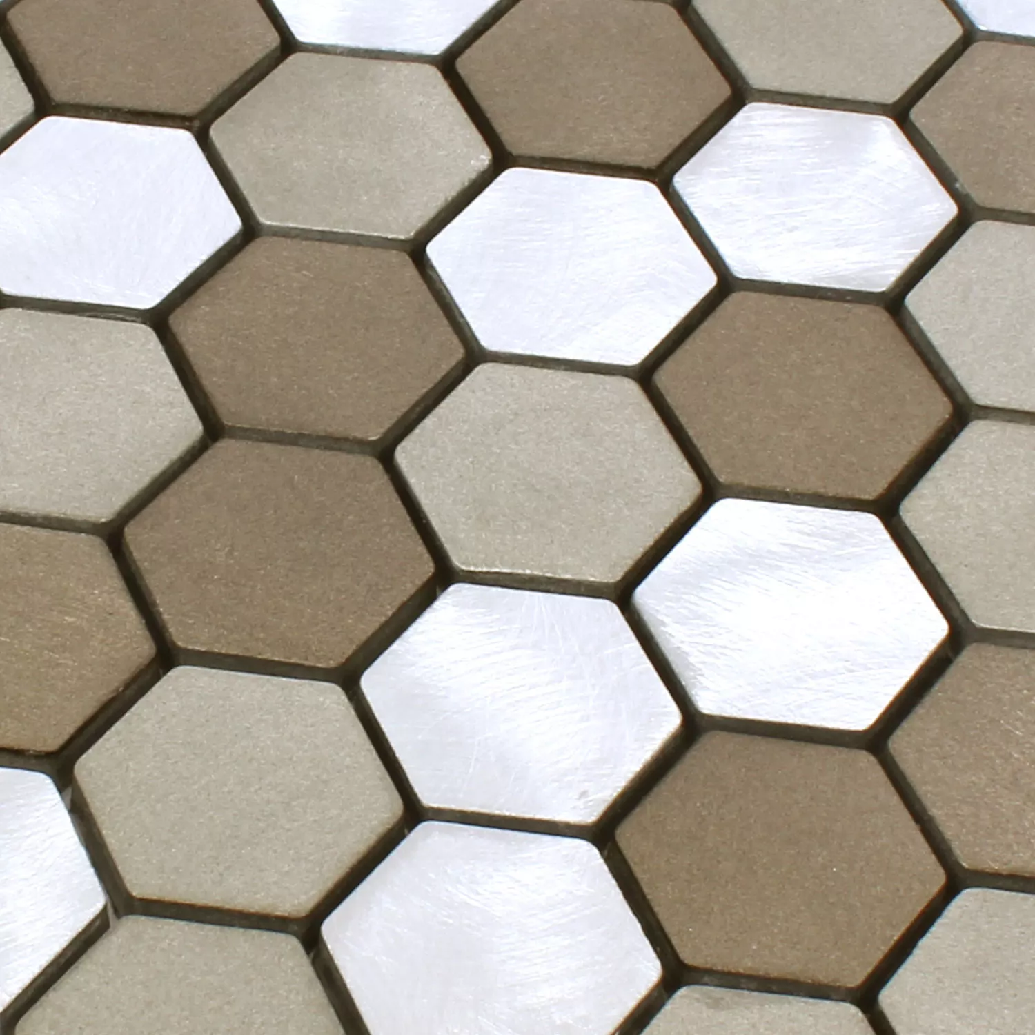 Plăci De Mozaic Aluminiu Apache Hexagon Maro Argint