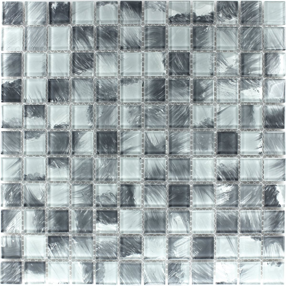 Mosaic Tiles Glass Grey Marbled 25x25x4mm