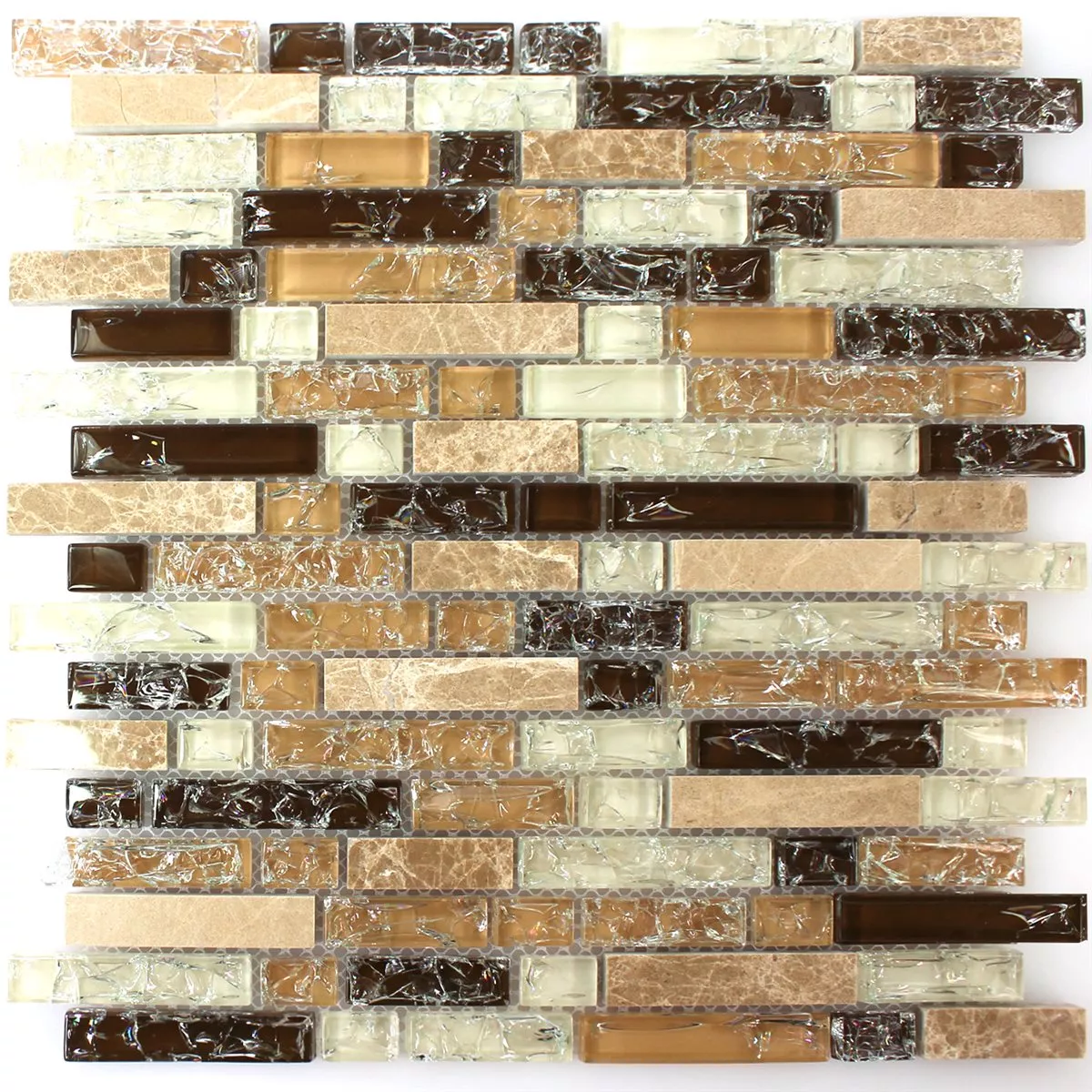 Mosaic Tiles Glass Marble Emperador Mix
