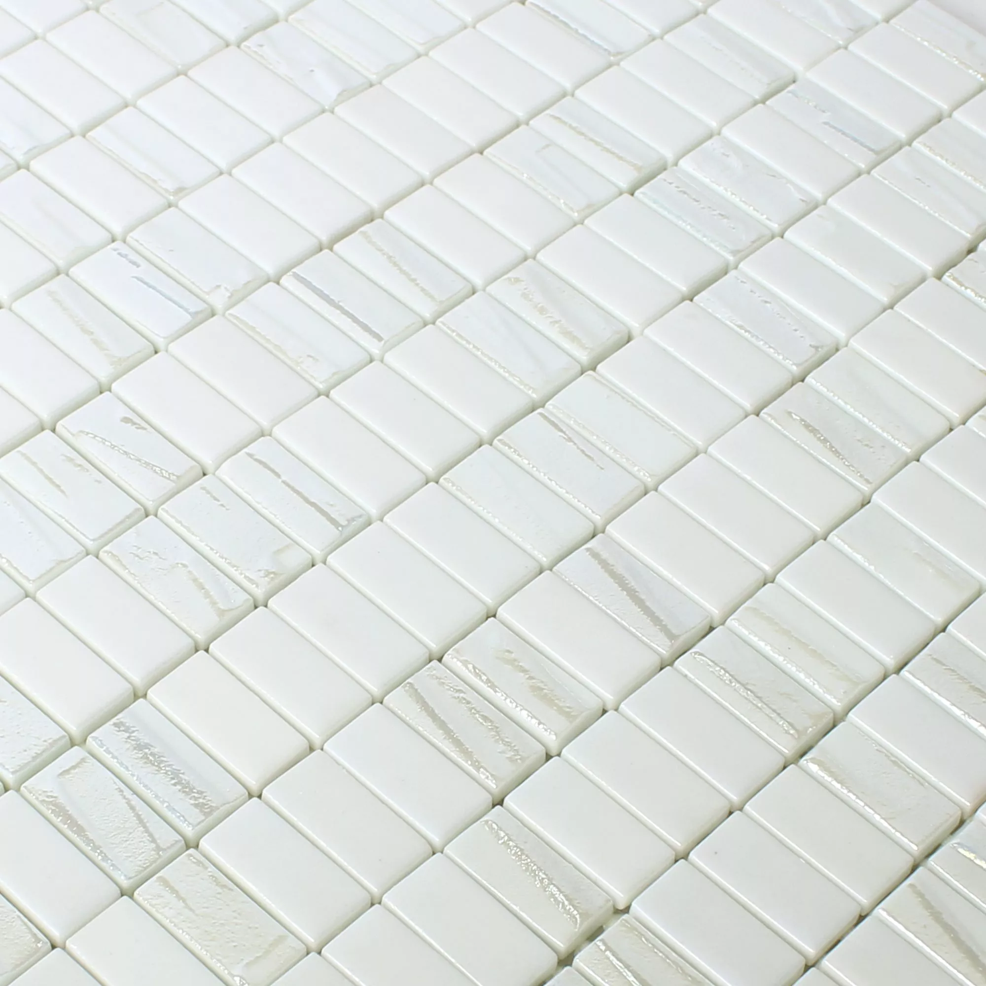 Mosaico De Cristal Azulejos Presley Blanco Metálico Palillos