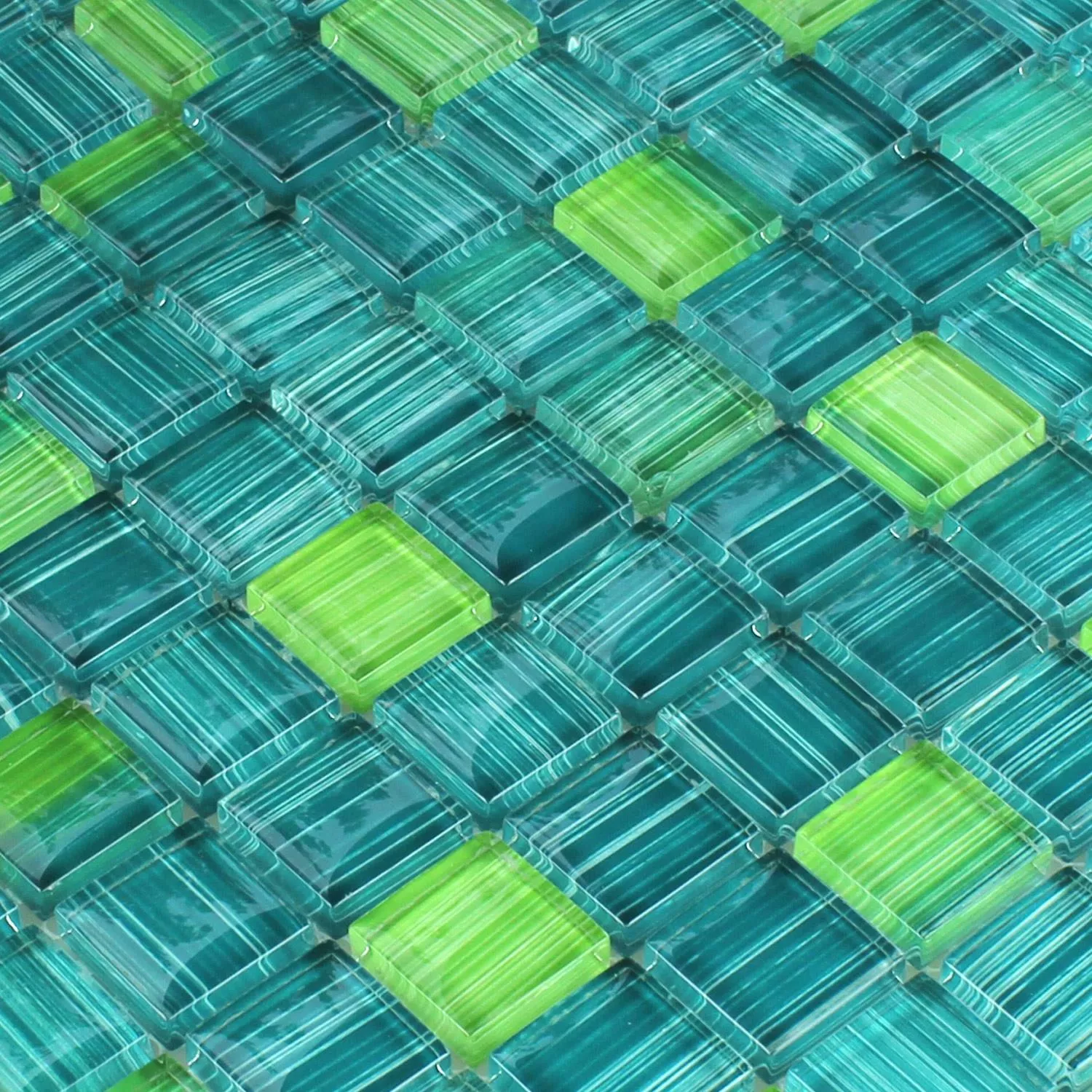 Mozaika Paski Szkło Kryształ Zielony