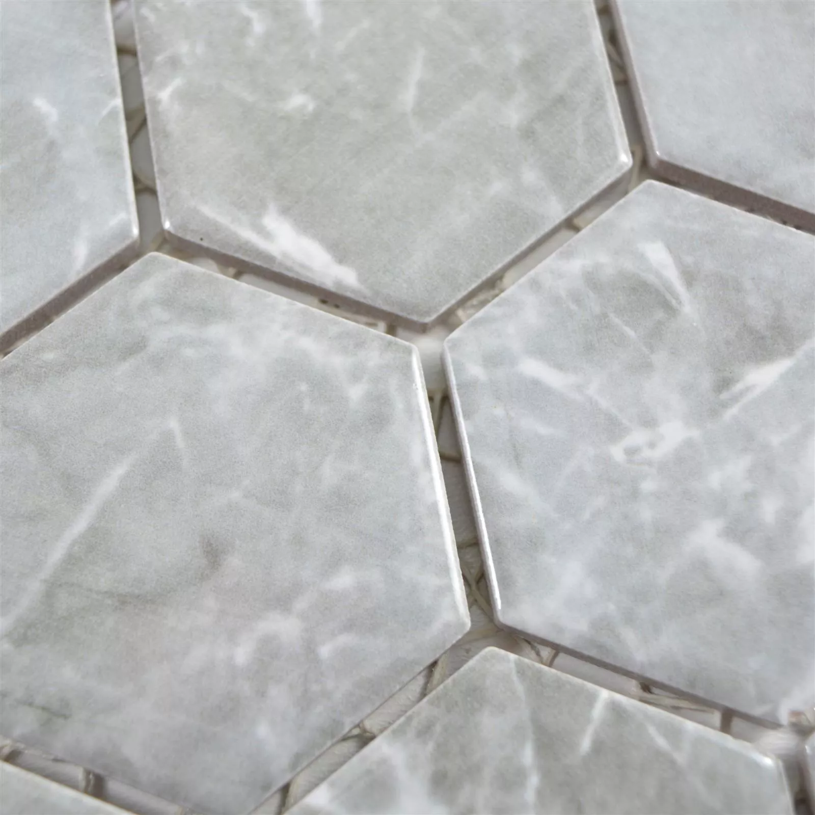 Ceramic Mosaic Mozart Hexagon Grey Glossy