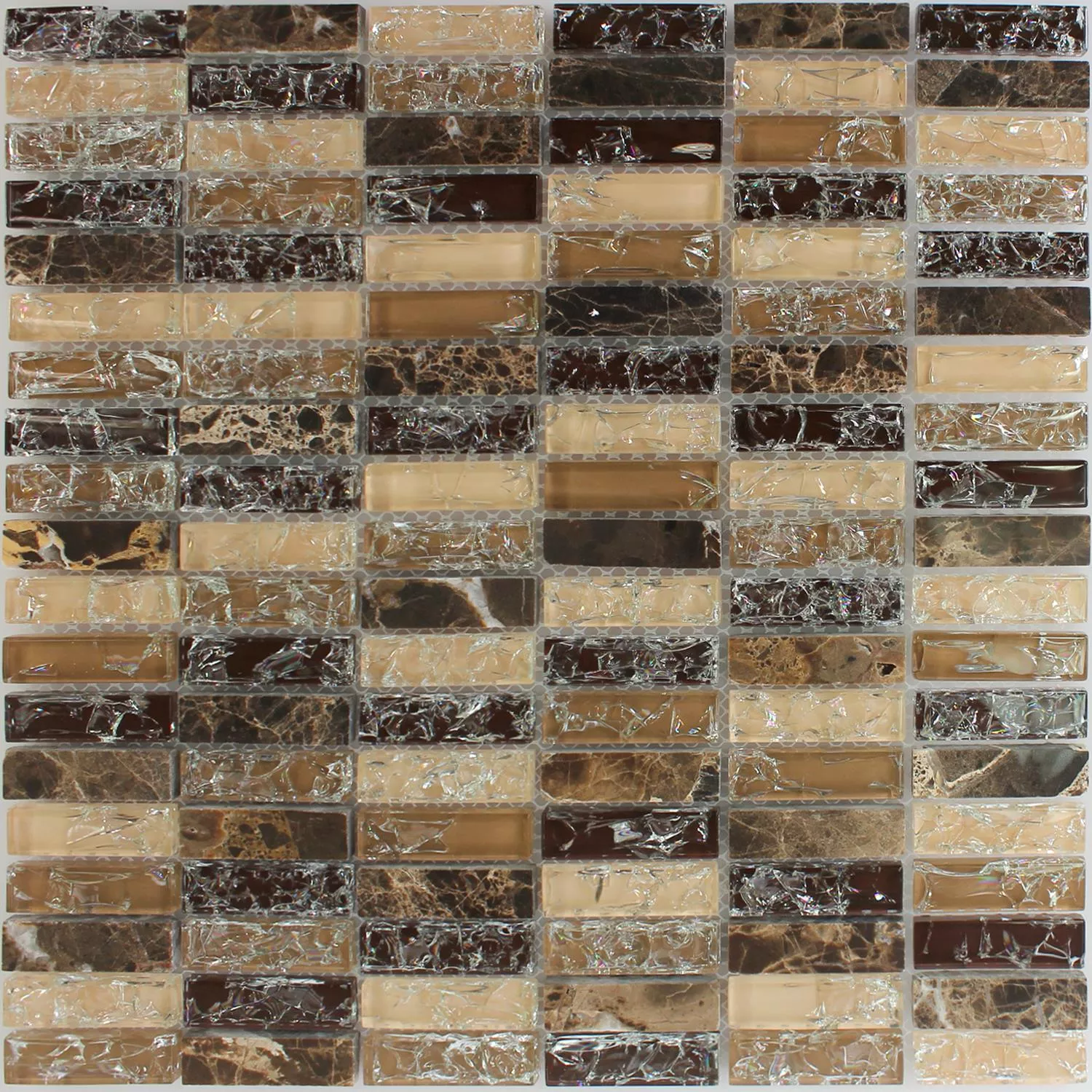 Mosaic Tiles Glass Natural Stone Broken Sticks Dark Emperador
