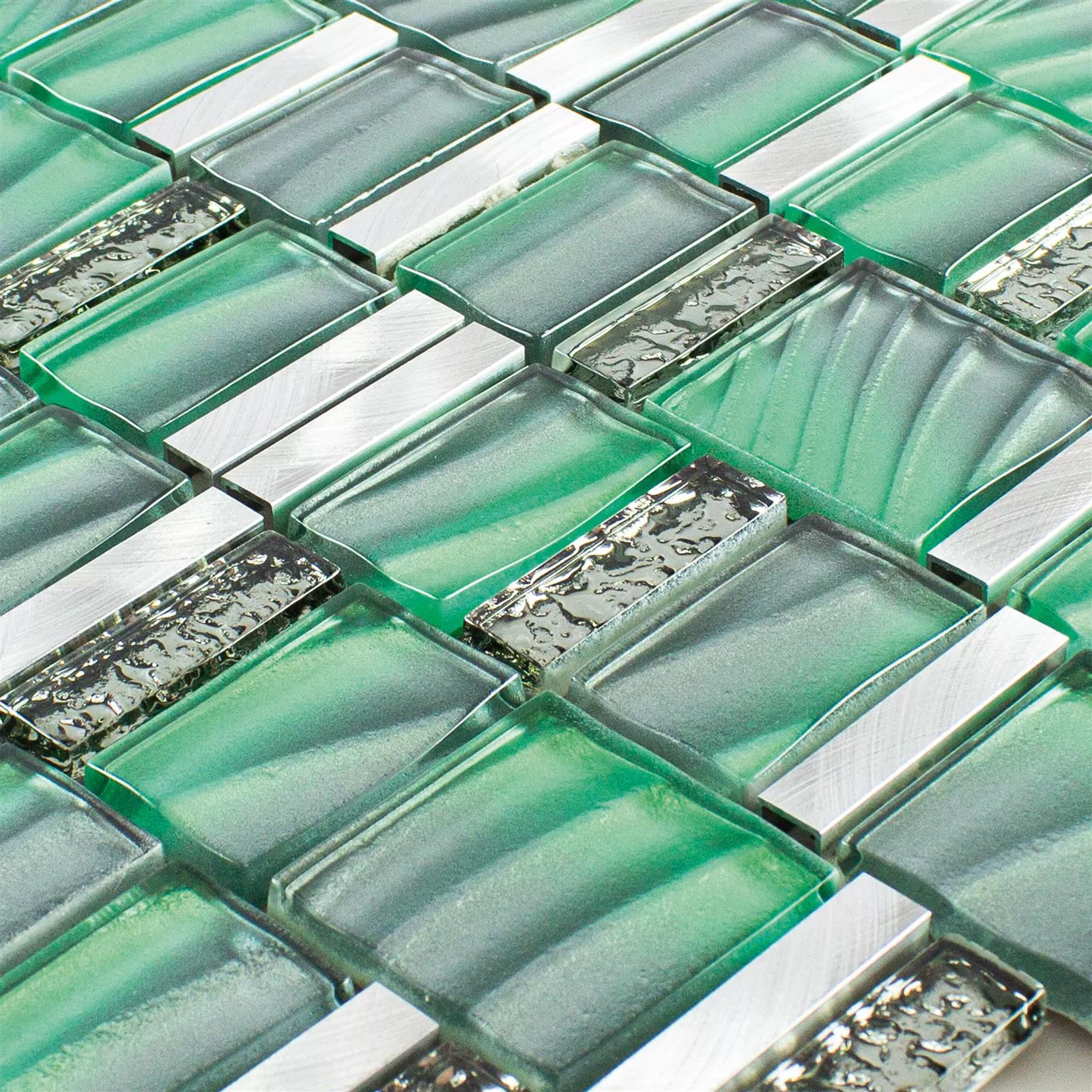 Sticlă Metal Plăci De Mozaic Union Verde Argint