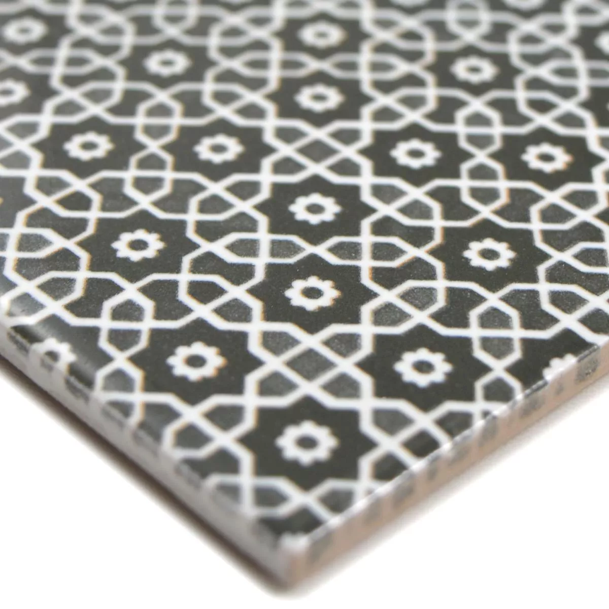 Padrão de Cerâmica Azulejo Mosaico Daymion Óptica Retrô Quadrada Preto