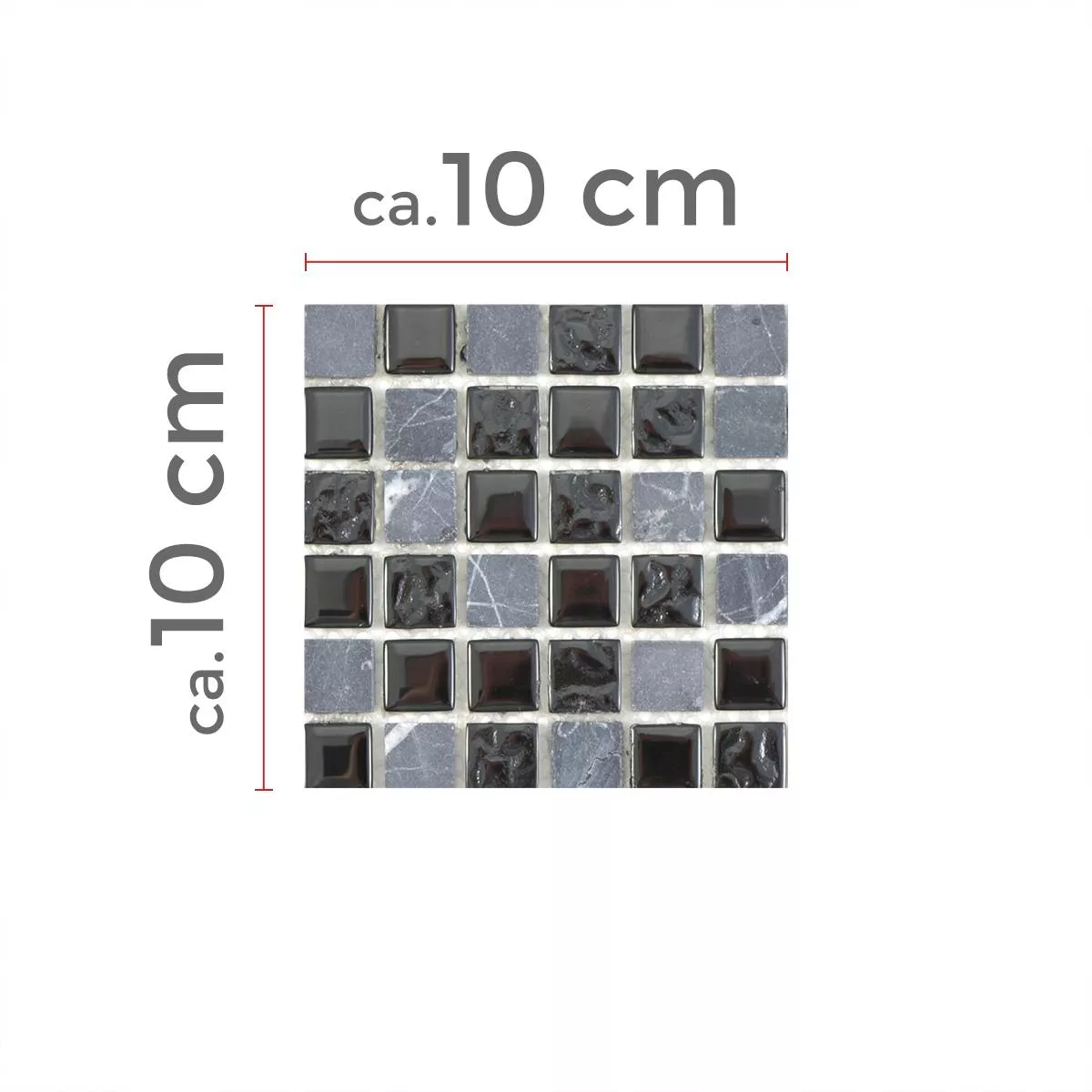 Sample Glas Natural Stone Mosaic Tiles Zekova Black Grey