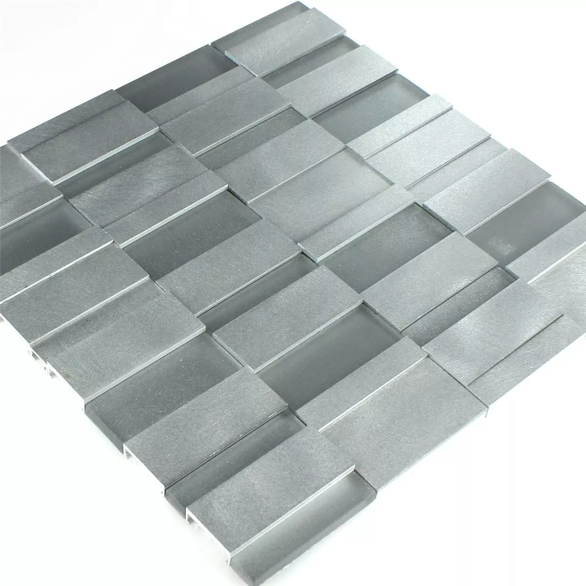 Sample Mosaic Tiles Glass Metal Silver Mix