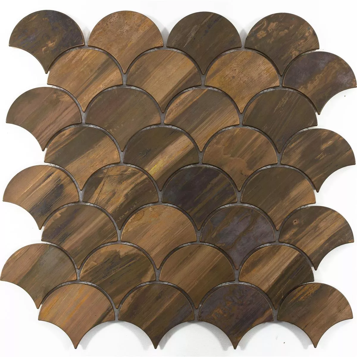 Muster von Metall Kupfer Mosaikfliesen Copperfield Fächer