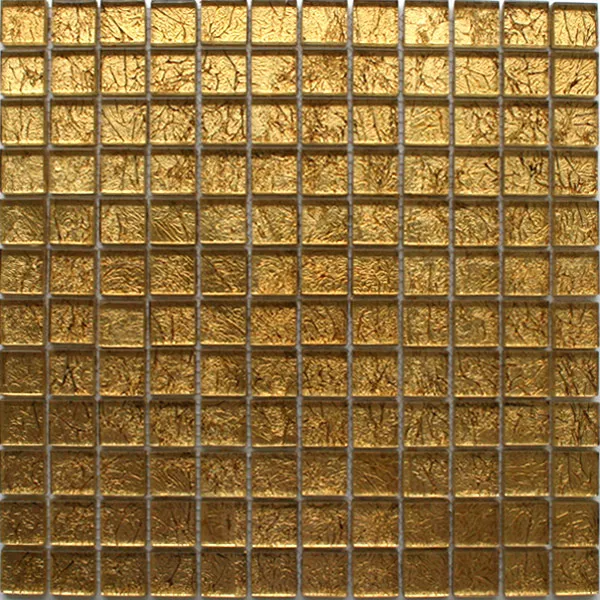 Üvegmozaik Csempék 23x23x8mm Arany Fém