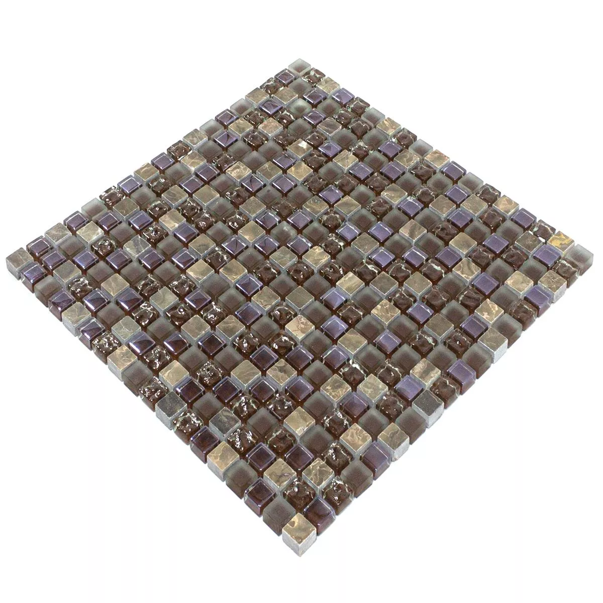 Mosaico Vetro Marmo Estrella Marrone