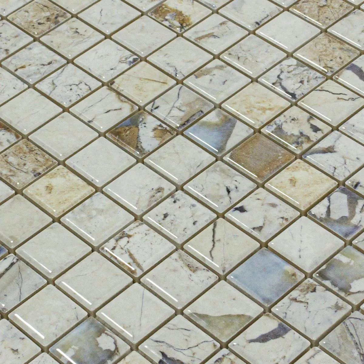 Ceramica Mosaico Piastrelle Elysium Marmo Ottica Beige 23