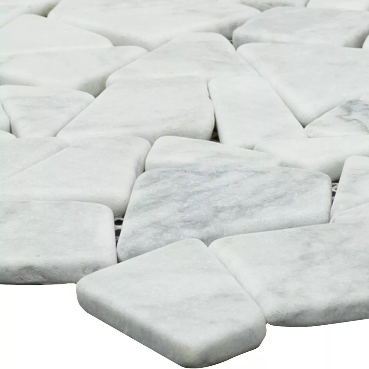 Marble Broken Mosaic Tiles Mareblu Carrara White