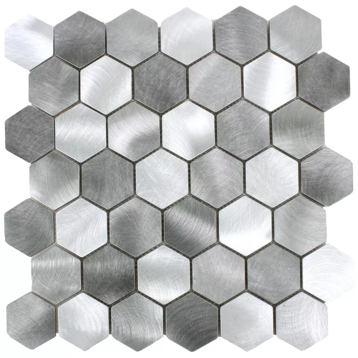 Mosaikkfliser Aluminium Manhatten Sekskant Grå Sølv