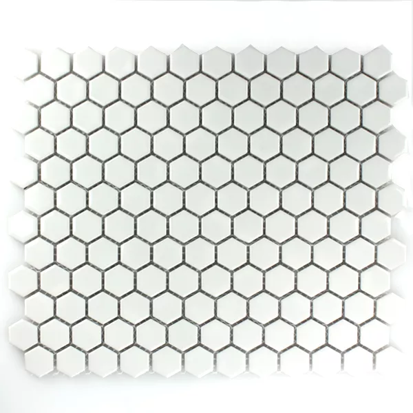 Sample Mosaic Tiles Ceramic Hexagon White Glossy H23