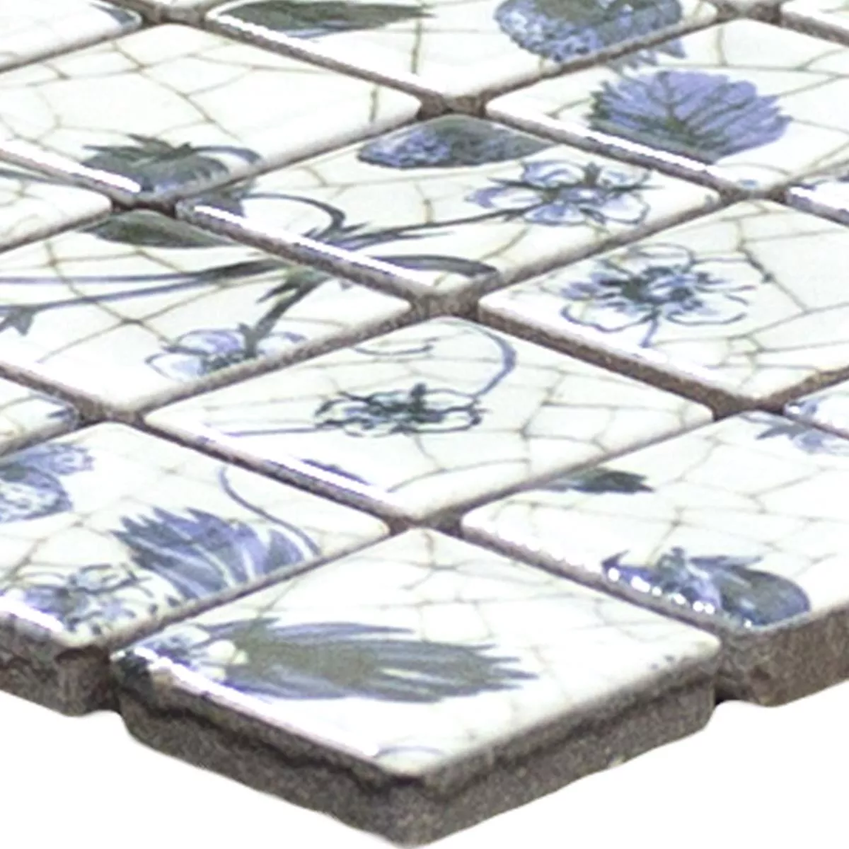 Sample Ceramic Mosaic Tiles Isabella White Blue