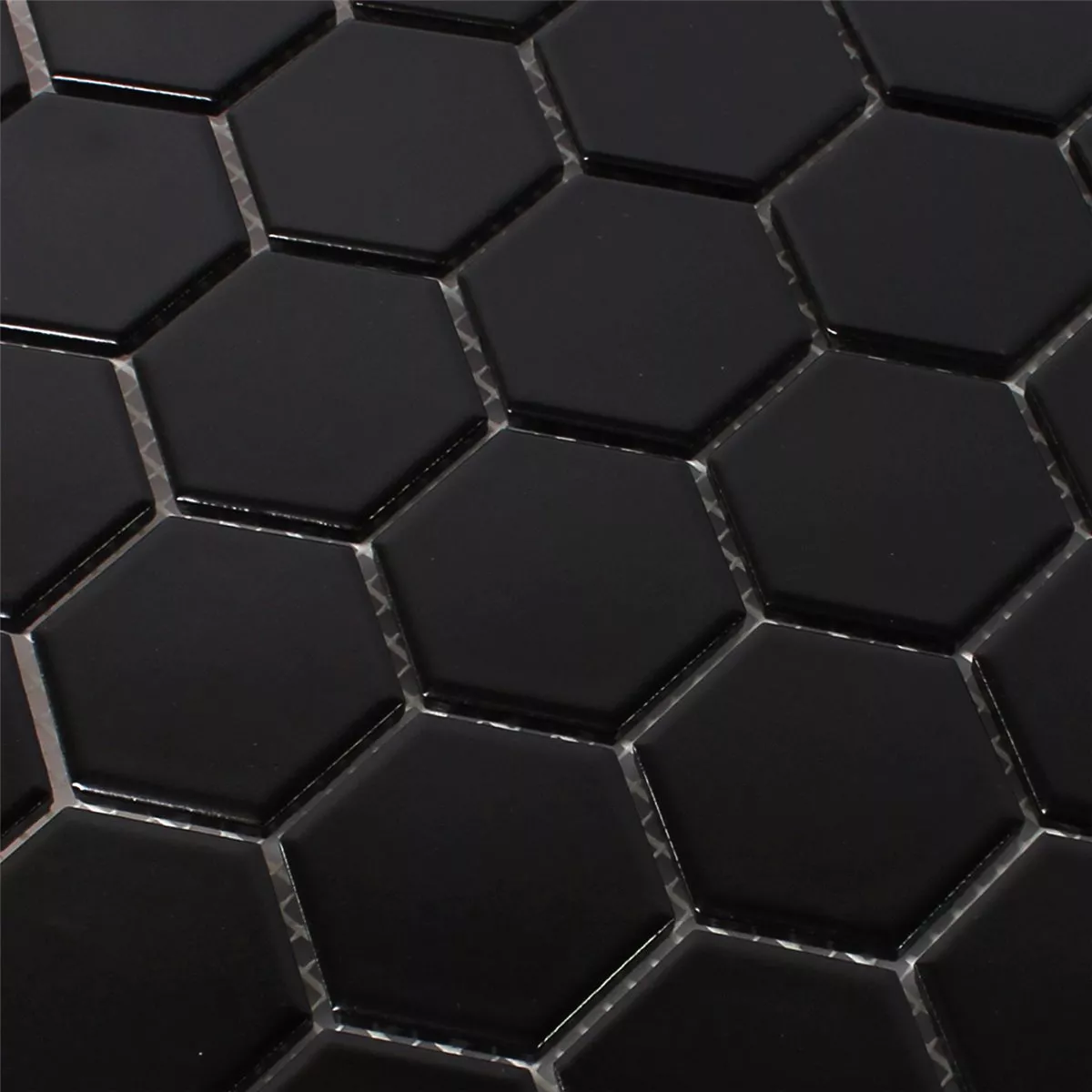 Sample Mosaic Tiles Ceramic Hexagon Black Mat