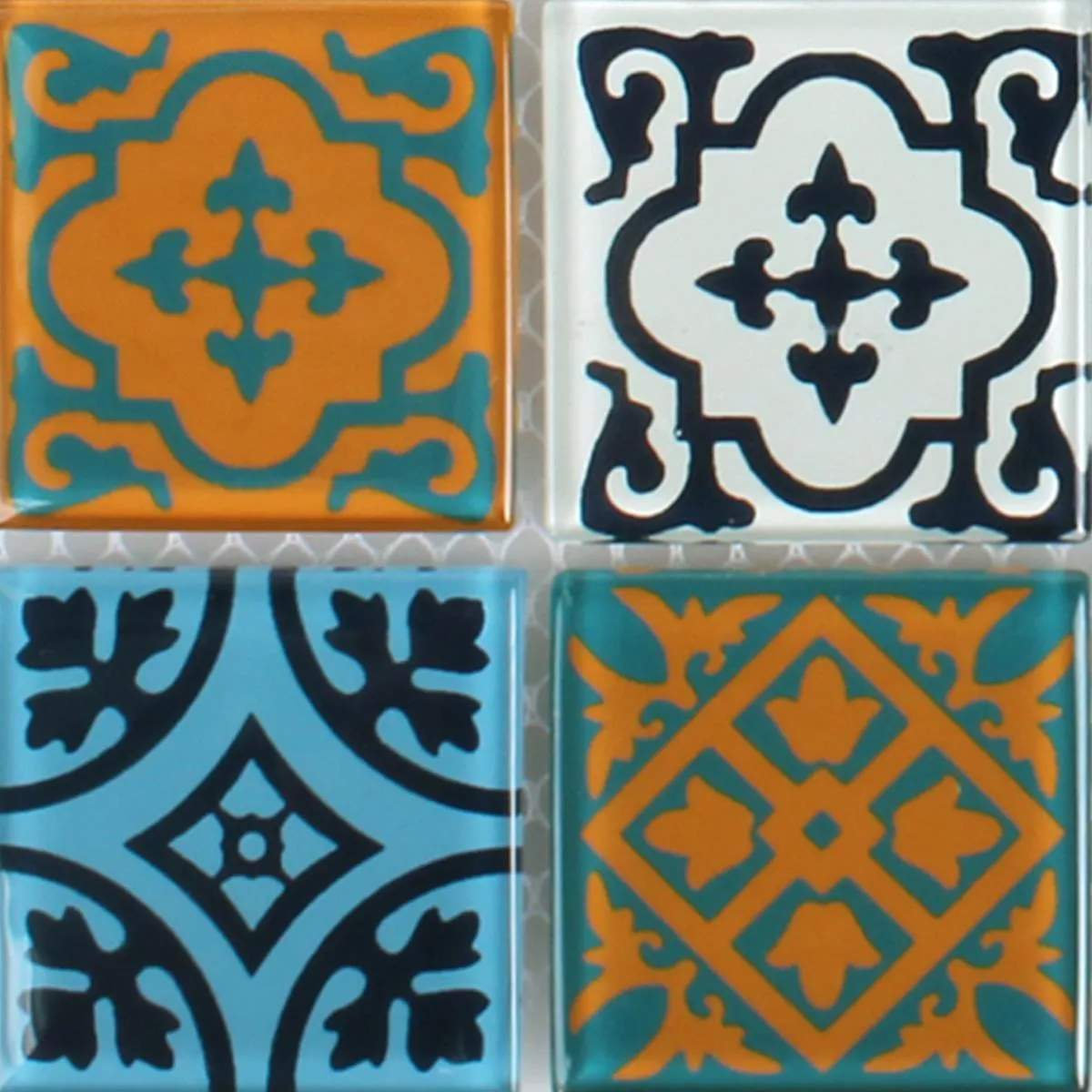 Padrão de Mosaico De Vidro Azulejos Barock Multicolorido Estreito