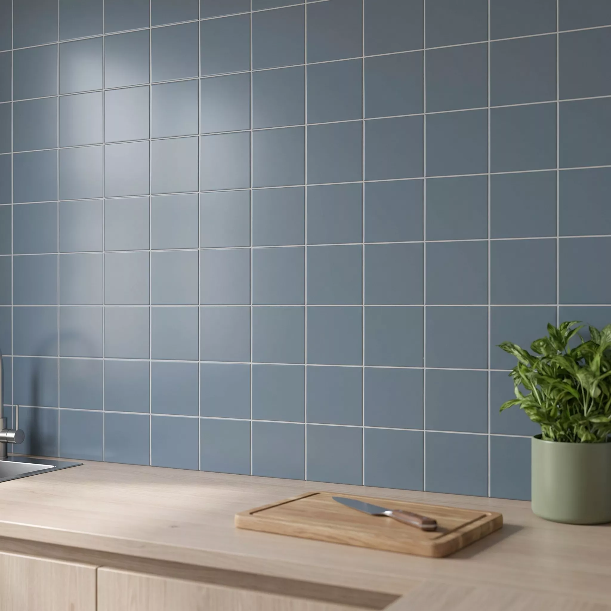 Metro tile Blue Mat 20x20 cm Without Facet Ashville Blue Mist