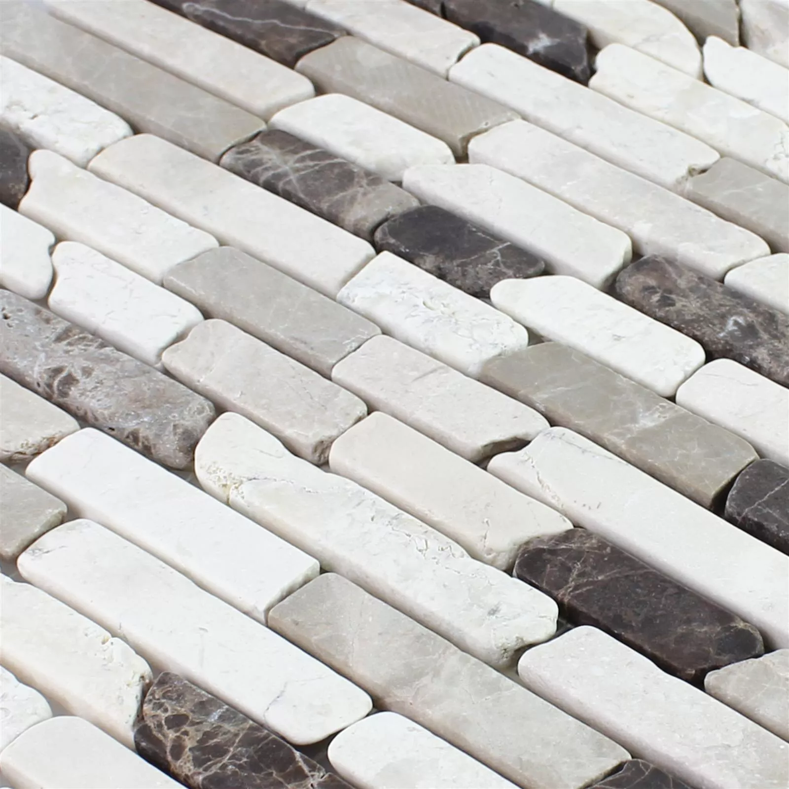 Prøve Marmor Natursten Mosaik Fliser Rocky Brun Beige