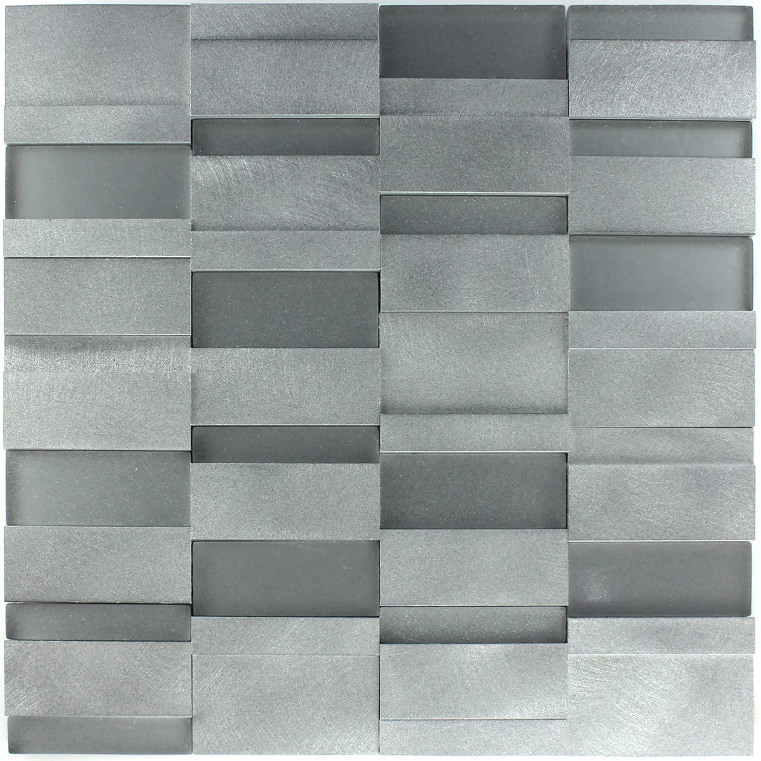 Mosaic Tiles Glass Metal Silver Mix