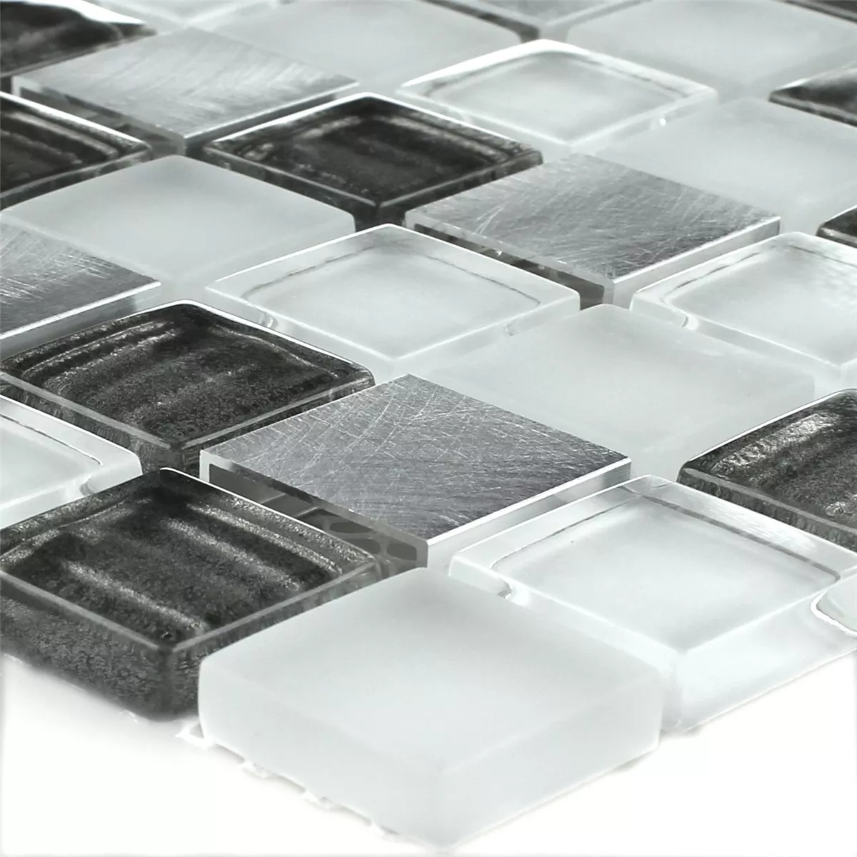 Mozaïektegel Glas Aluminium Zilver Grijs