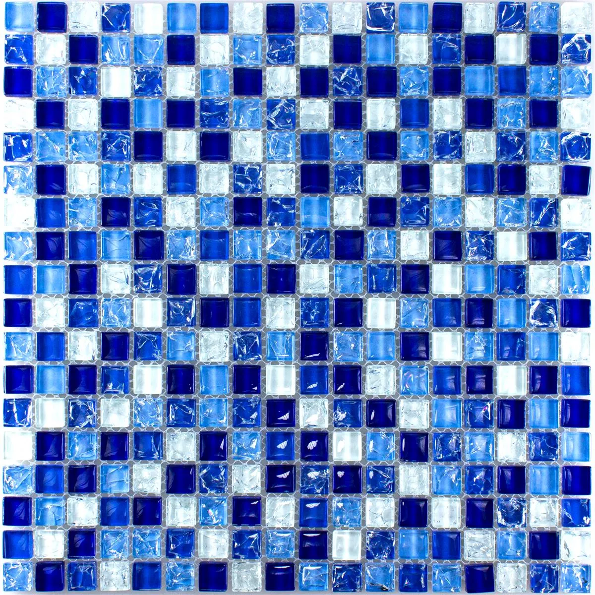 Glass Mosaic Tiles Overland Blue Blanc